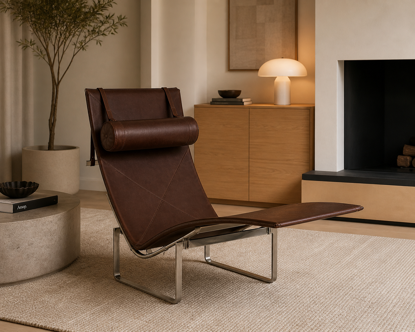 PK24 CHAISE CHAIR (DARK BROWN)